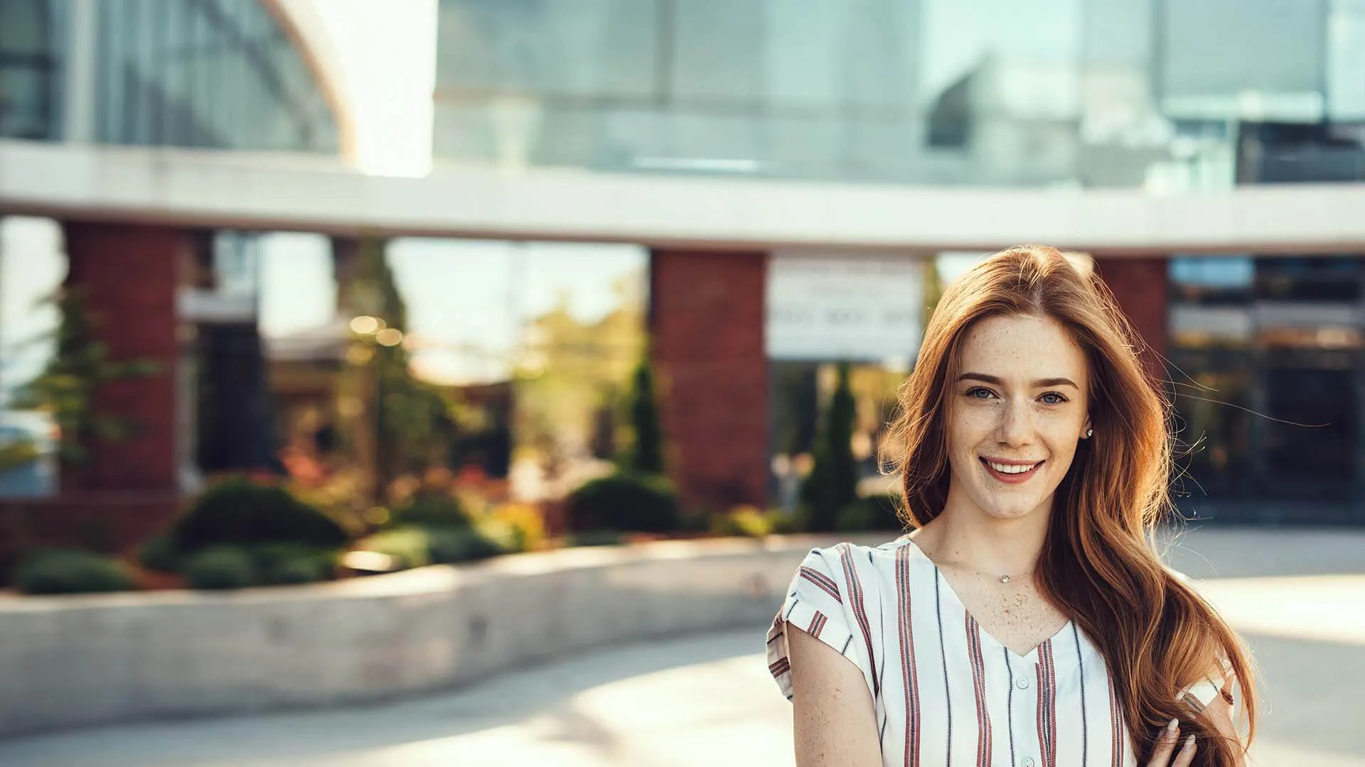 a woman with red hair