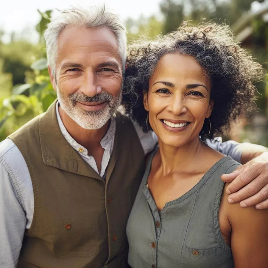 a man and woman smiling