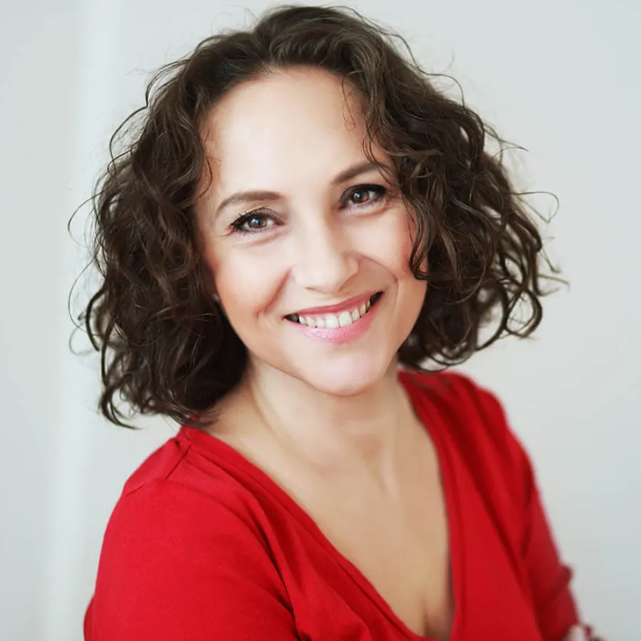 a person with curly hair