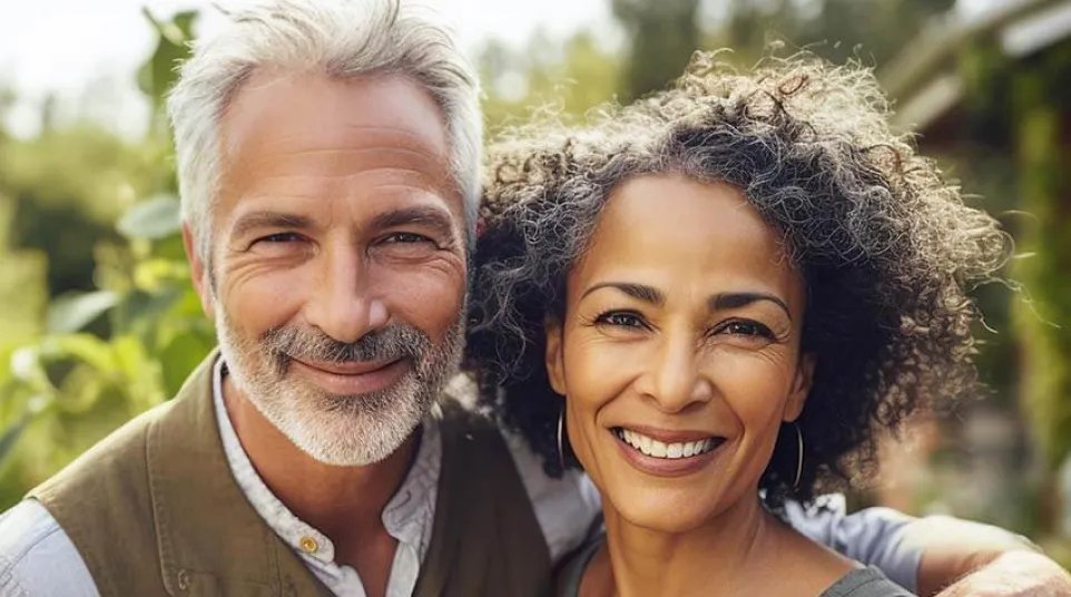 a man and woman smiling